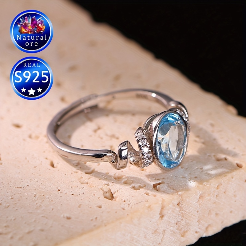 S925 Silver Topaz Ring Adjustable Ribbon Daily Wedding Accessories